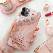 Zacht roze gouden glitter harten Case-Mate iPhone case