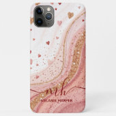 Zacht roze gouden glitter harten Case-Mate iPhone case (Achterkant)