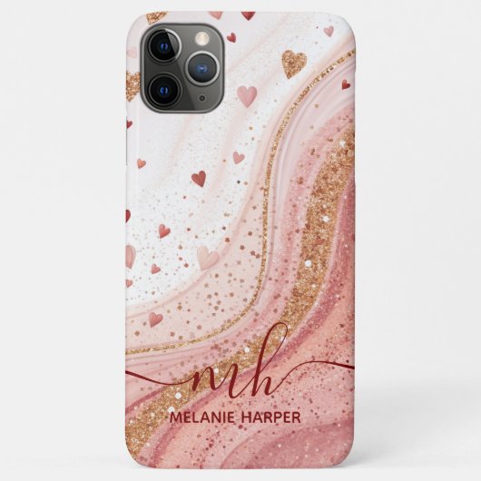 Zacht roze gouden glitter harten Case-Mate iPhone case (Achterkant)
