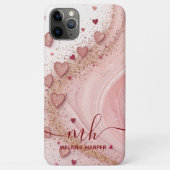 Zacht roze gouden glitter harten Case-Mate iPhone case (Achterkant)