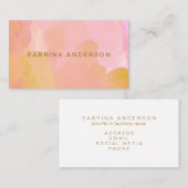 Zacht roze gouden Waterverf Modern minimalistisch  Visitekaartje (Voorkant / Achterkant)