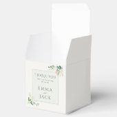 Zacht roze groen namen bruiloft bedankdoosjes (Geopend)