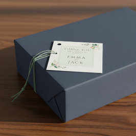 Zacht roze groen namen bruiloft bedankjes labels