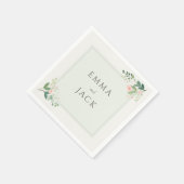 Zacht roze groen namen bruiloft servet (Hoek)