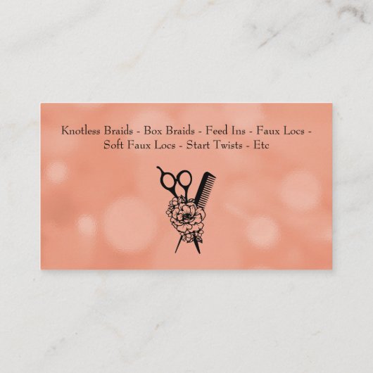 Zacht Roze Haar Vlechten met Diensten op Rug Visitekaartje (Achterkant)