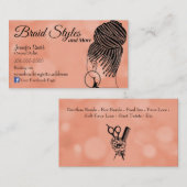 Zacht Roze Haar Vlechten met Diensten op Rug Visitekaartje (Voorkant / Achterkant)