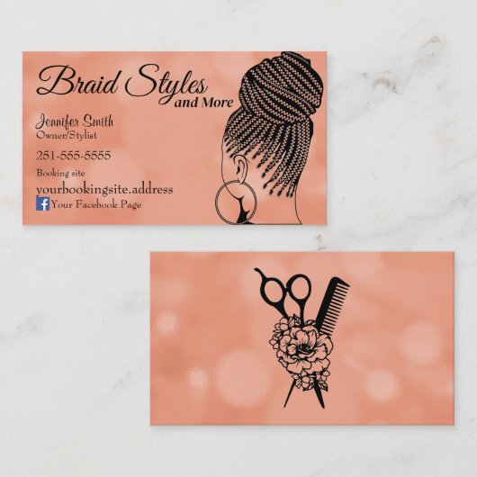 Zacht roze haarvlek visitekaartje (Voorkant / Achterkant)