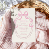 Zacht Roze Hand getrokken Bow Lijst Baby shower Kaart