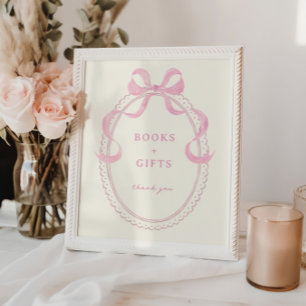 Zacht Roze Hand Getrokken Bow Lijst Boeken Geschen Poster