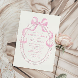 Zacht Roze Hand getrokken Bow Lijst Vrijgezellenfe Kaart