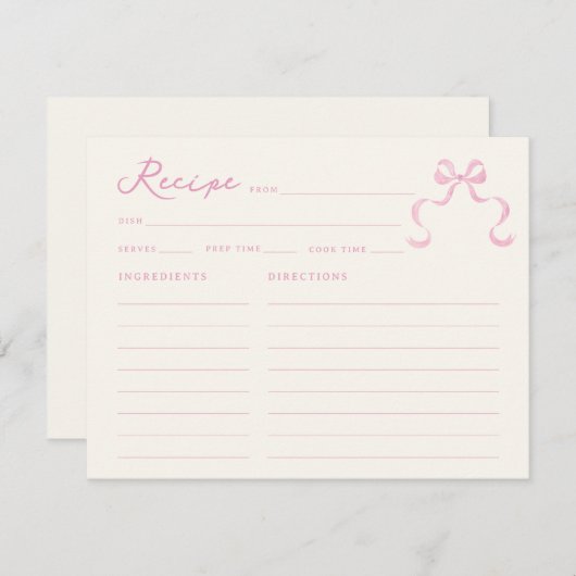 Zacht Roze Hand Getrokken Bow Vrijgezellenfeest Re Informatiekaartje (Voorkant / Achterkant)