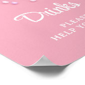 Zacht roze hemelwit pluizig wolkje negen baby drin poster (Hoek)