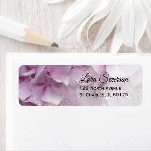 Zacht Roze Hydrangea Floral Return Address Etiket