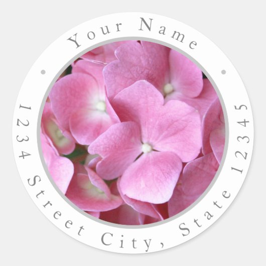 Zacht roze hydrangea Patroonlabels Ronde Sticker (Voorkant)