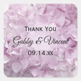 Zacht roze hydrangea Weddenschap Hartelijk dank vo Vierkante Sticker
