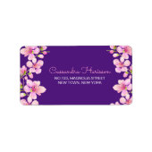 Zacht Roze Kersenbloesem Sakura Paarse Verjaardag Etiket (Voorkant)