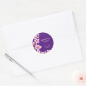 Zacht Roze Kersenbloesem Sakura Paarse Verjaardag Ronde Sticker (Envelop)