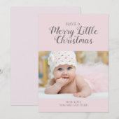 Zacht roze kerstfotokaart feestdagenkaart (Voorkant / Achterkant)