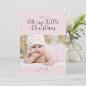 Zacht roze kerstfotokaart feestdagenkaart (Staand voorkant)