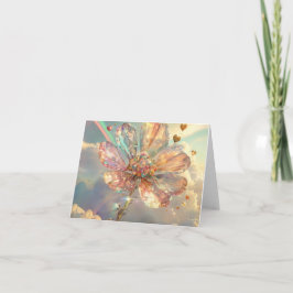 Zacht Roze Kristal Bloem Feestdagen Kaart