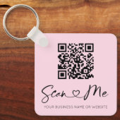 Zacht roze lettertype QR-code Sleutelhanger (Voorkant)