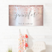 Zacht roze, lichtpuntige confetti script minimalis spandoek (Insitu)