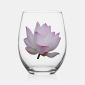 Zacht roze lotusbloem bruiloft wijnglas zonder voet (Voorkant)