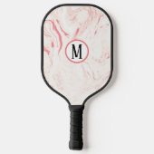 Zacht roze marmer, monogrammen pickleball paddle (Achterkant)