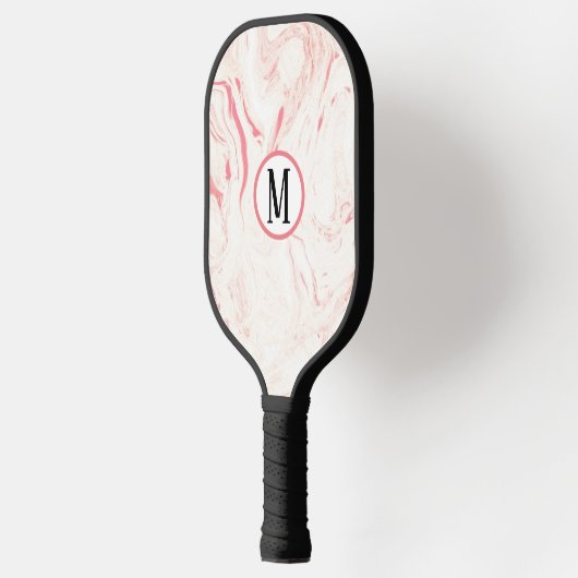 Zacht roze marmer, monogrammen pickleball paddle (Links)