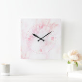 Zacht roze marmeren textuur vierkante klok (Huis)
