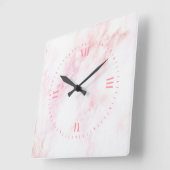 Zacht roze marmeren textuur vierkante klok (Hoek)