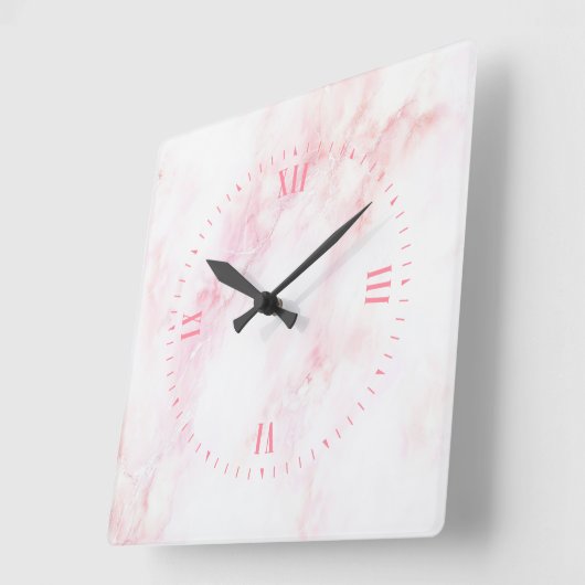 Zacht roze marmeren textuur vierkante klok (Hoek)