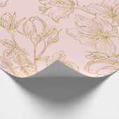 Zacht roze, met gouden Rozen. Cadeaupapier (Hoek)