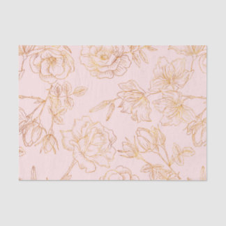 Zacht roze, met gouden Rozen. Tissuepapier