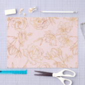 Zacht roze, met gouden Rozen. Tissuepapier (Craft)