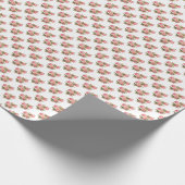 Zacht roze met groene bloemenbruiloft cadeaupapier (Hoek)