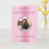  Zacht Roze Metaal 1 Fotocollage Retirement Kaart (Gele Bloem)