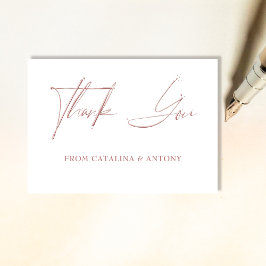 Zacht roze minimalistische handgeschreven bedankka bedankkaart