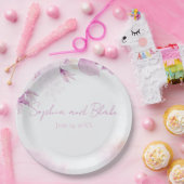 Zacht Roze Modern Boho Bloem- en Blad Bruiloft Papieren Bordje (Feest)