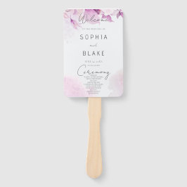 Zacht Roze Modern Boho Bloemen Huwelijksprogramma Handwaaier