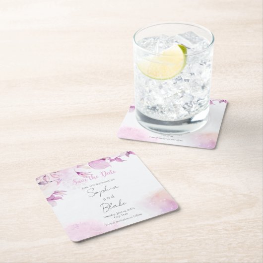 Zacht Roze Modern Boho Bloemige Bladeren Bewaar de Kartonnen Onderzetters (Insitu)