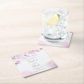 Zacht Roze Modern Boho Bloemige Bladeren Save the  Kartonnen Onderzetters (Insitu)