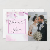 Zacht roze moderne Boho bloemfoto Bedankkaart (Voorkant / Achterkant)