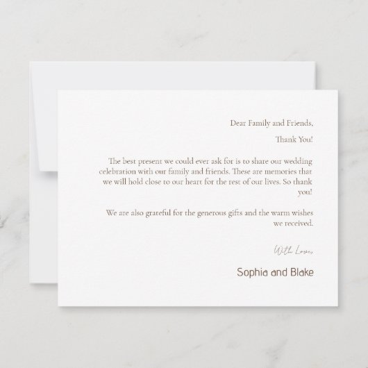 Zacht Roze Moderne Boho Bruiloft Dank u Kaart (Achterkant)