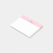 Zacht Roze Mooie Gepersonaliseerde Initiaal Naam Post-it® Notes (Schuin)