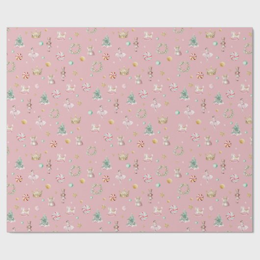 Zacht Roze Notenkraker Verjaardagsfeestje Cadeaupapier (Vlak)