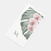 Zacht roze orchideeën Tropisch met Monogram Initia Servet (Hoek)