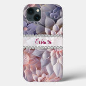 Zacht roze & paarse 3D lijst, diamantbloemen Case-Mate iPhone Case (Achterkant)