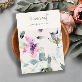 Zacht Roze Paarse Bloemen Script Oorbel Ketting Visitekaartje