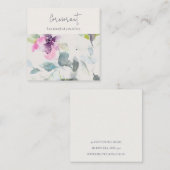 Zacht Roze Paarse Bloemen Script Oorbel Stud Holde Vierkante Visitekaartje (Voorkant / Achterkant)